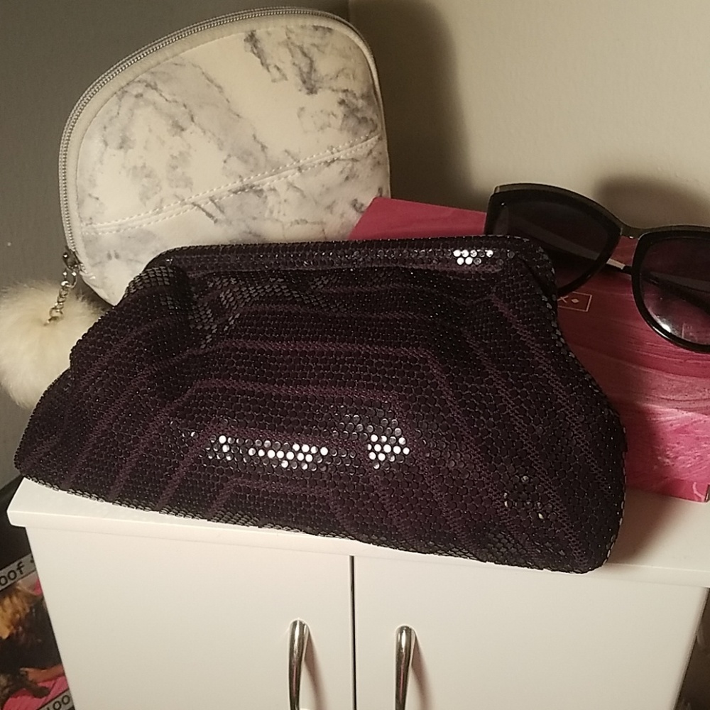 Vintage Purple and Black Sparkly Clutch - Picture 7 of 8